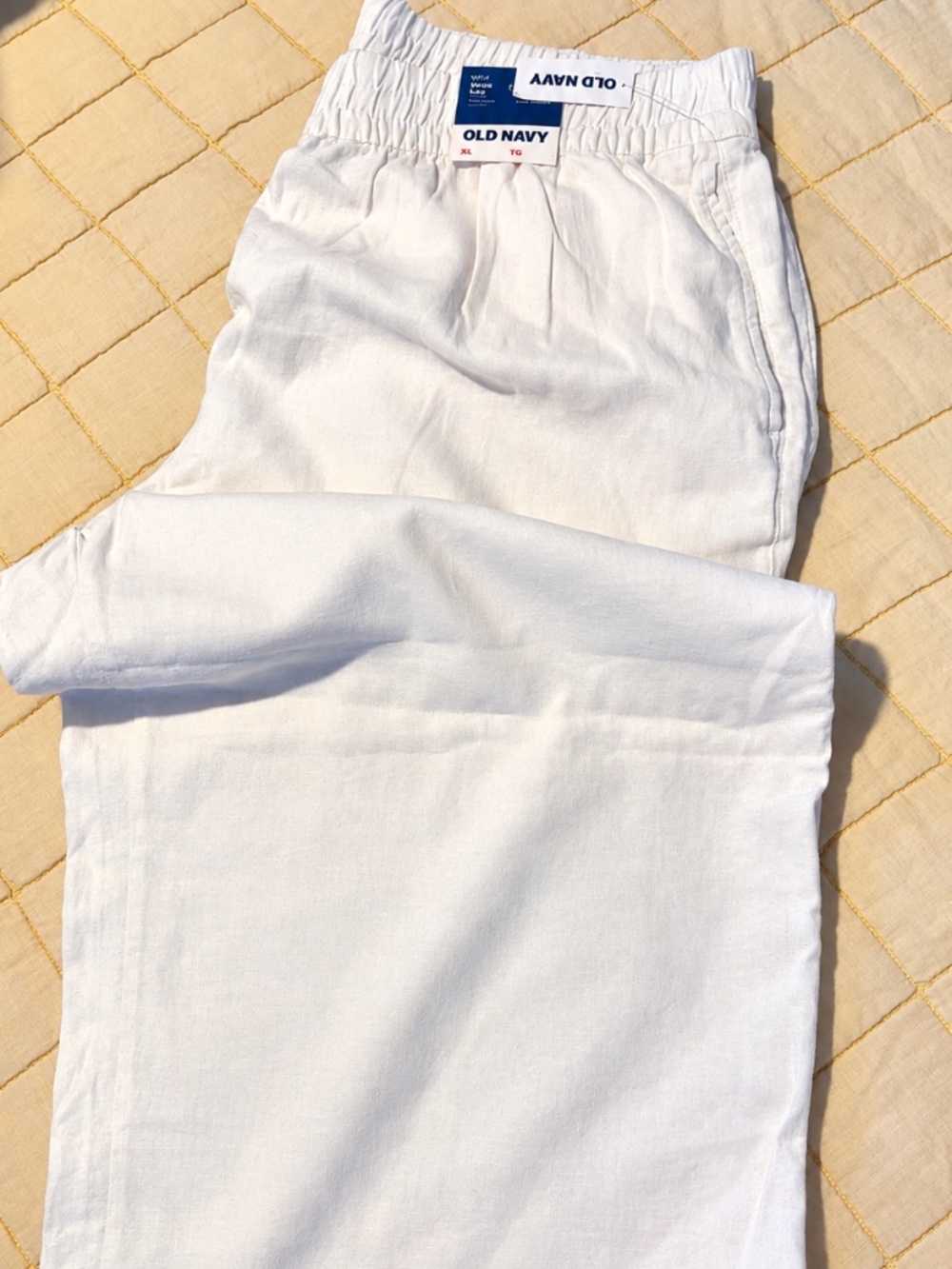 NWT Old Navy White Linen Blend Wide Leg Pants XL